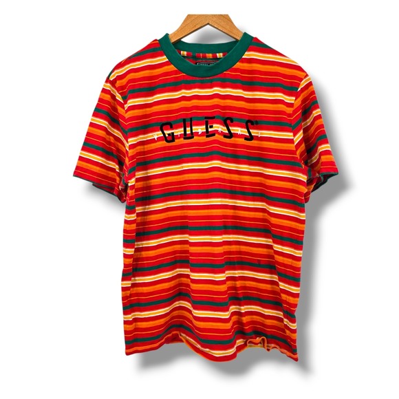 Guess Vibras J Balvin Striped‎ Tee Retro 80s 90s Multicolor T-Shirt Men's Size M - Picture 1 of 9